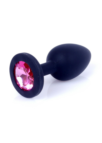 Анальная пробка с кристаллом Jewellery Silicone Black Plug S