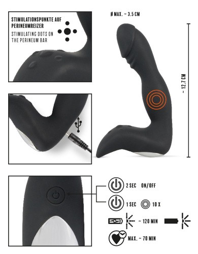 Orion Rebel Rechargeable Prostate Stimulator - Массажер простаты, 12.7х3.5 см (черный)