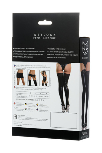Toyfa Glossy Wetlook - Чулки с кружевом, XL