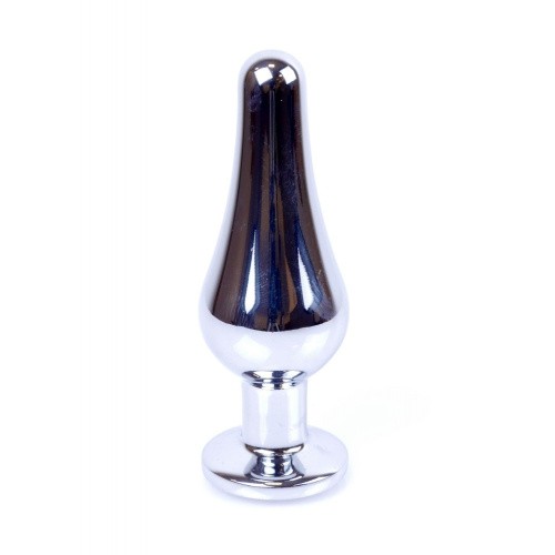 Boss Jewellery Silver Butt Plug Purple - Анальная пробка с кристаллом, 9,3х3 см (фиолетовый)