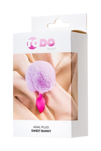 Todo By Toyfa Sweet Bunny - силиконовая анальная пробка с пушистым хвостиком, 13х2.8 см (розовый)