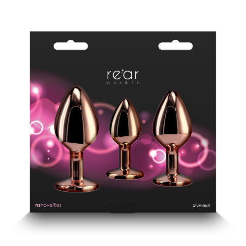 Набор анальных пробок NS Novelties Rear Assets - Trainer Kit - Rose Gold