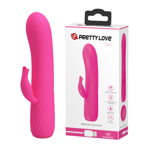 Pretty Love Tim Vibrator Pink - маленький вибратор-кролик, 15х2.9 см (розовый)