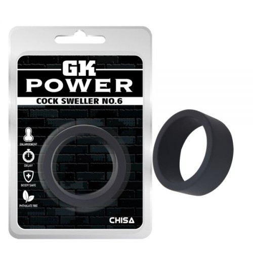 GK Power Ring Black Cock Sweller No.6 - Эрекционное кольцо, 4 см (черный)