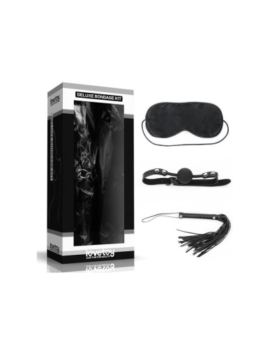 LoveToy Bondage Kit Black - набор БДСМ аксессуаров: кляп, флогер и маска на глаза (чёрный)