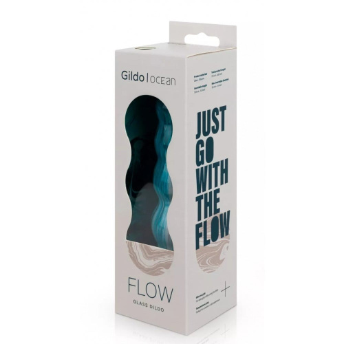 Gildo - Ocean Flow Glass Dildo - Фаллоимитатор рельефный, 17 см (голубой)