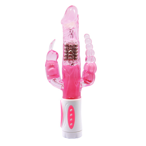 LyBaile - Pretty Bunny Vibrator - Triple Pleasure - Анально-вагинальный вибратор с клиторальным отростком, 22.3х3.2 см (розовый)