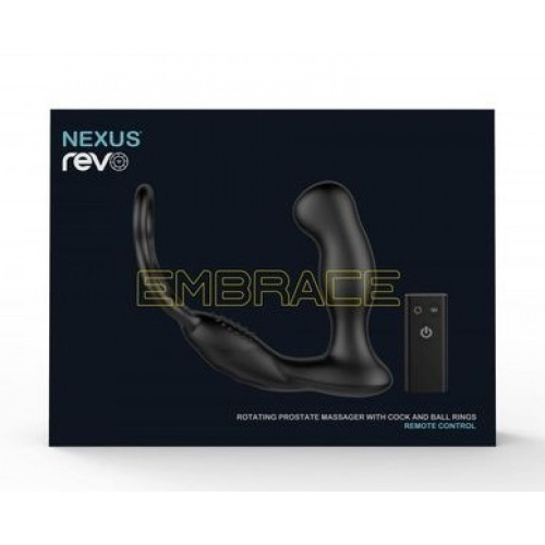 Nexus Revo Embrace - массажер простаты с вращающейся головкой и эрекционным кольцом, 10х3.4 см (чёрный)
