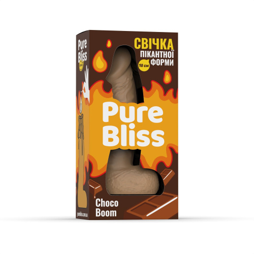 Свеча член Pure Bliss Choco Boom Brown с ароматом шоколада, 18 см
