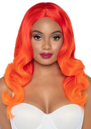 Leg Avenue-Ombre long wavy wig Orange - Сексуальна руда перука - купити в Києві, Україні