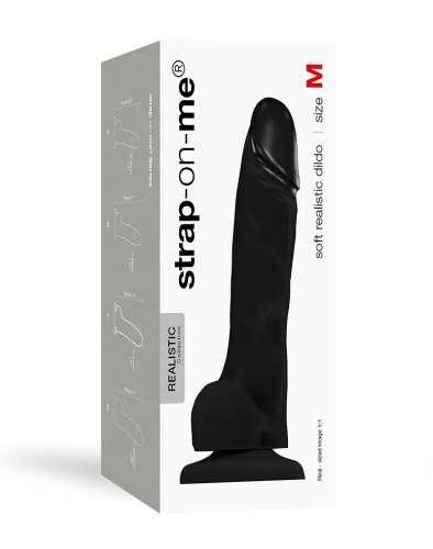 Strap-On-Me Soft Realistic Dildo - Size M - Реалистичный фаллоимитатор, 18х3.8 см., (черный)