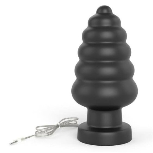 LoveToy King Sized Vibrating Anal Cracker 7 – велика ребриста анальна пробка з вібрацією, 18х8.3 см (чорний) - купити в Києві, Україні