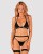 Obsessive Selinne 3-pcs set - комплект эротического белья с поясом для чулок, XL/XXL (чёрный)