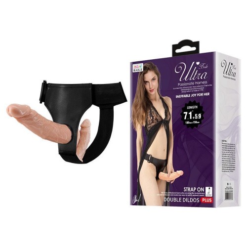 Ultra Female Passionate Double Harness - Подвійний страпон, 18х3.6 см (тілесний) - купити в Києві, Україні