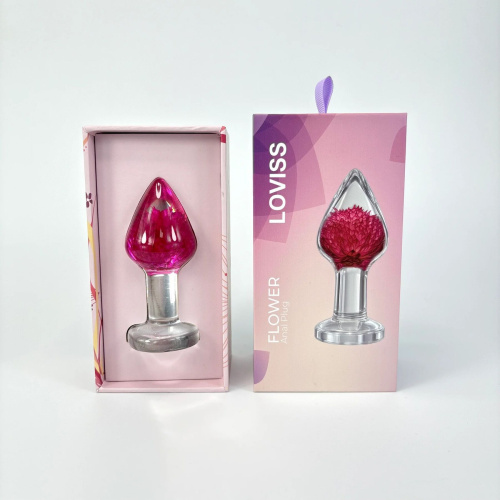 Анальная пробка Loviss Gomphrena Globosa с настоящим амарантом внутри