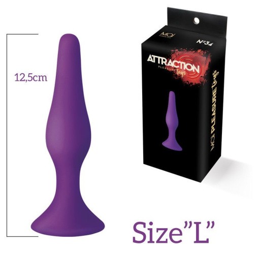 MAI Attraction Toys №34 анальная пробка на присоске, 12,5х3,2 см (фиолетовый)