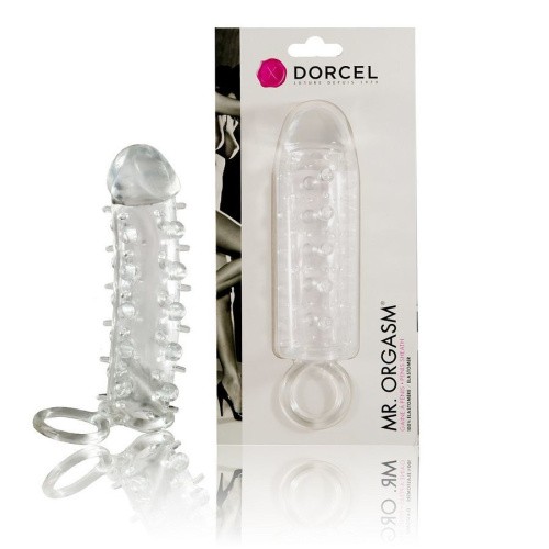 Dorcel Mr. Orgasm насадка на член с кольцом для мошонки, +3 см (прозрачный)