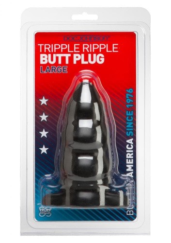 Doc Johnson Tripple Ripple Butt Plug Large - Анальная пробка, 11,6х6 см (черный)