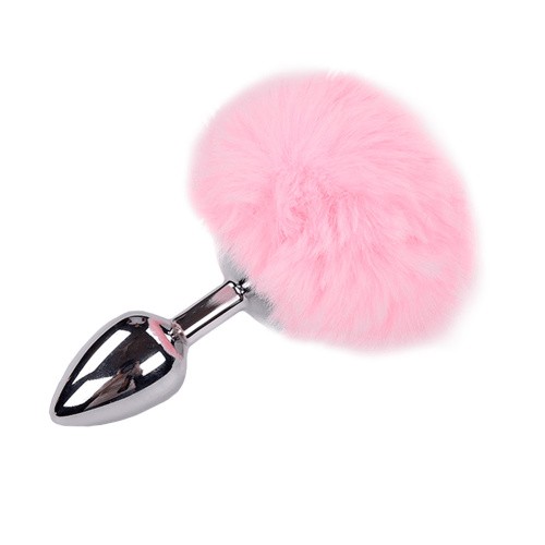 Alive Fluffly Plug M - Анальная пробка с пышным хвостом, 8х3.5 см (розовая)