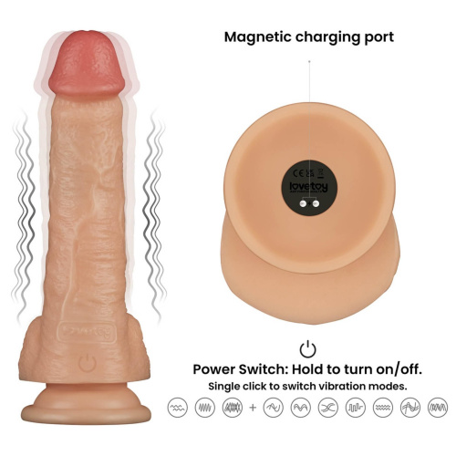 Реалістичний вібратор LoveToy Vibrating Power Basics Cock, 20 см
