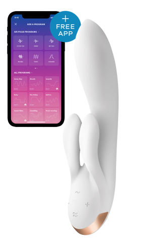 Satisfyer Double Flex - Вибратор-кролик с тремя моторчиками, 20.1х4.6 см (белый)