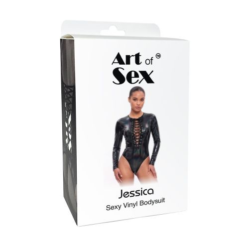 Виниловое боди с рукавами Art of Sex - Jessica с эффектом голограммы, L