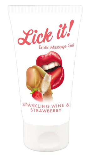 Orion Lick It! Sparkling Wine and Strawberry - оральная смазка со вкусом клубники и шампанского, 50 мл