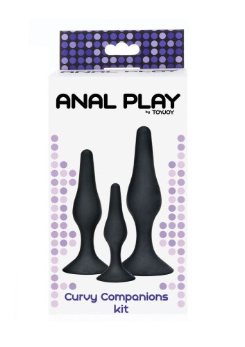 Toy Joy Curvy Companions Kit 3Pcs - Набор анальных пробок, 3 шт (чёрный)