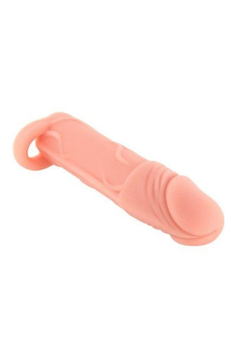 Real Body Real Extender Hugy - насадка на член с кольцом для мошонки, +4 см (телесный)