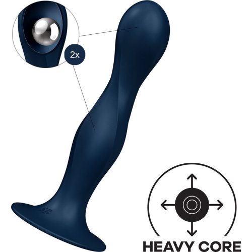Satisfyer Double Ball-R Dark Blue - Фаллоимитатор, 16,5 см (синий)