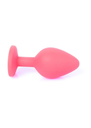 Boss Silikon Plug Jewellery Red Medium - Анальная пробка с кристаллом, 8х3.5 см (красный с синим)