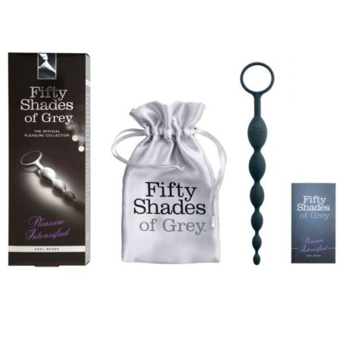 Fifty Shades of Grey Silicone Anal Beads - анальная цепочка, 18.4х2.4 см (черный)