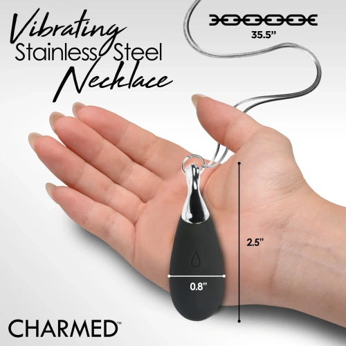 Charmed Vibrating Silicone Teardrop Neckl - ожерелье с подвеской вибратором, 90 см (чёрный)