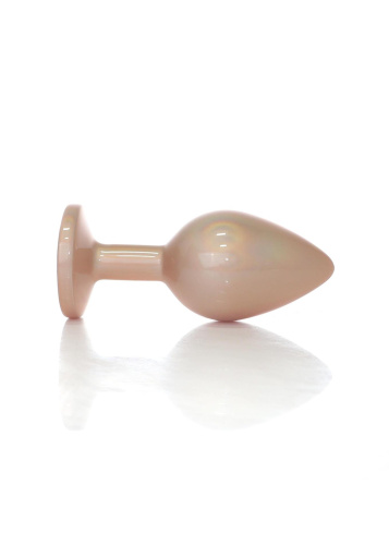 Анальная пробка с камнем B-Series Jewellery Pearl Gold Plug Clear, M