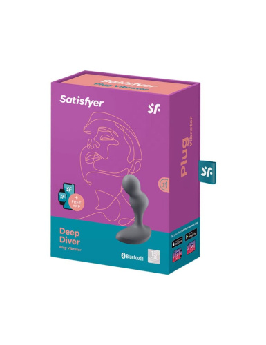 Satisfyer Deep Diver - Анальна смарт пробка з вібрацією, 11.2х3.2 см (сірий) - купити в Києві, Україні