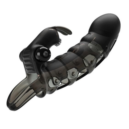 Pretty Love Penis Sleeve Vibro Black - Насадка на пеніс +4 см (чорний) - купити в Києві, Україні
