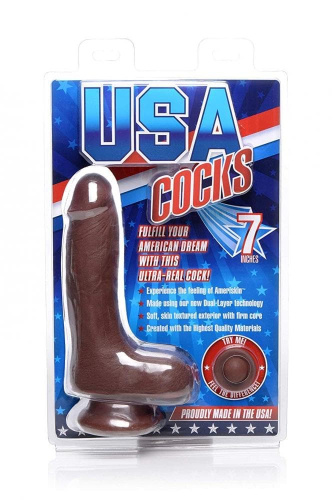 7 Inch Ultra Real Dual Layer Suction Cup Dildo - Medium Skin Tone фаллоимитатор 15х4.5 см. (коричневый)