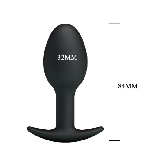 Pretty Love Silicone Anal Plug Black - Анальная пробка со смещенным центром тяжести, 8.4х3.2 см (черный)
