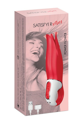 Satisfyer Vibes Power Flower - оригинальный вибромассажер, 19х4.6 см (красный)