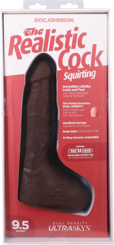Кончающий фаллоимитатор Doc Johnson The Realistic Cock ULTRASKYN Squirting 9,5 Inch, 21,6 см