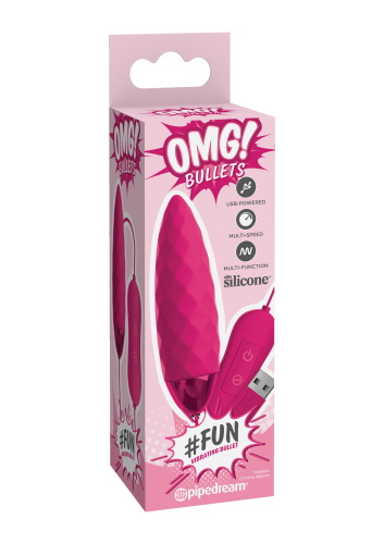 OMG #Fun Vibrating Bullet - яркое виброяйцо с 20 режимами вибрации, 7.6х2.2 см