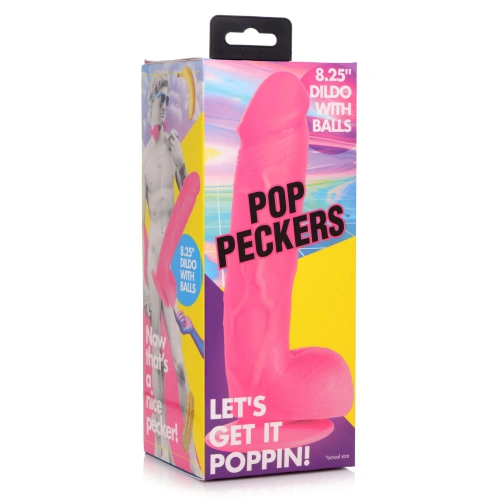 Pop Peckers 8.25" Dildo Pink - Фаллоимитатор, 22,8 см (розовый)