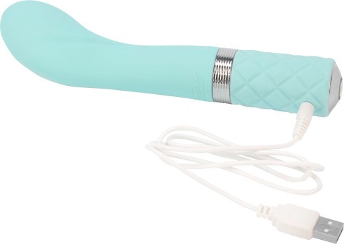 Pillow Talk - Sassy Teal - Роскошный вибратор  с кристаллом Сваровски для точки G,12.8х3.8 см. (голубой)