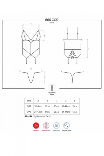 Комплект Obsessive 866-COR-1 corset  (S/M)
