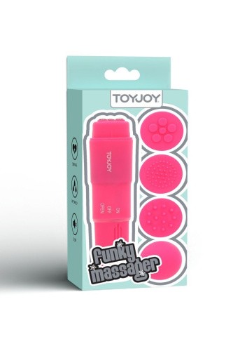 Toy Joy Funky Massager - Вібромасажер з насадками, 10х2.5 см (рожевий) - купити в Києві, Україні