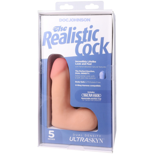 Фалоімітатор Doc Johnson The Realistic Cock ULTRASKYN 5 Inch with Balls, 13,3 см - купити в Україні | Секс шоп SEX-SHOP.ua
