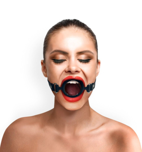 Art of Sex - Gag Ring - Кляп с силиконовым кольцом из натуральной кожи (чёрный)