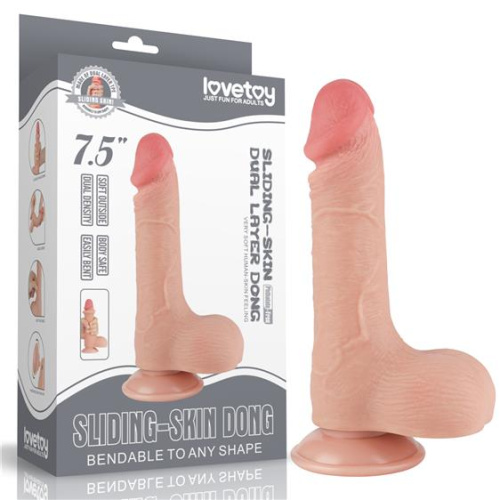 Реалістичний фалоімітатор LoveToy Sliding-Skin Dual Layer Dong 7.5