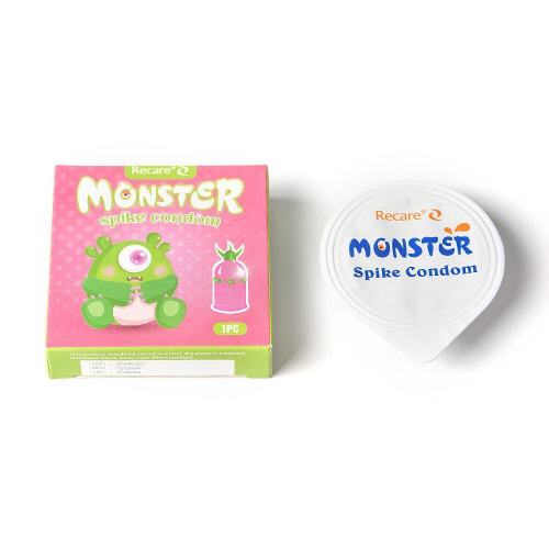 Насадка на член Recare Green Monster Spike Condom (с рядом шариков и усиками на кончике)