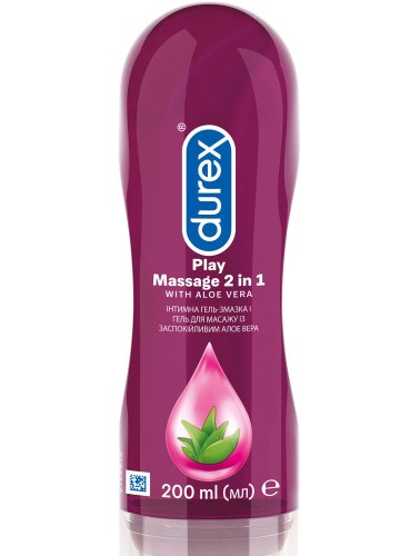 Durex Play Massage 2in1 Aloe Vera - смазка на водной основе 2 в 1 с алоэ вера, 200 мл